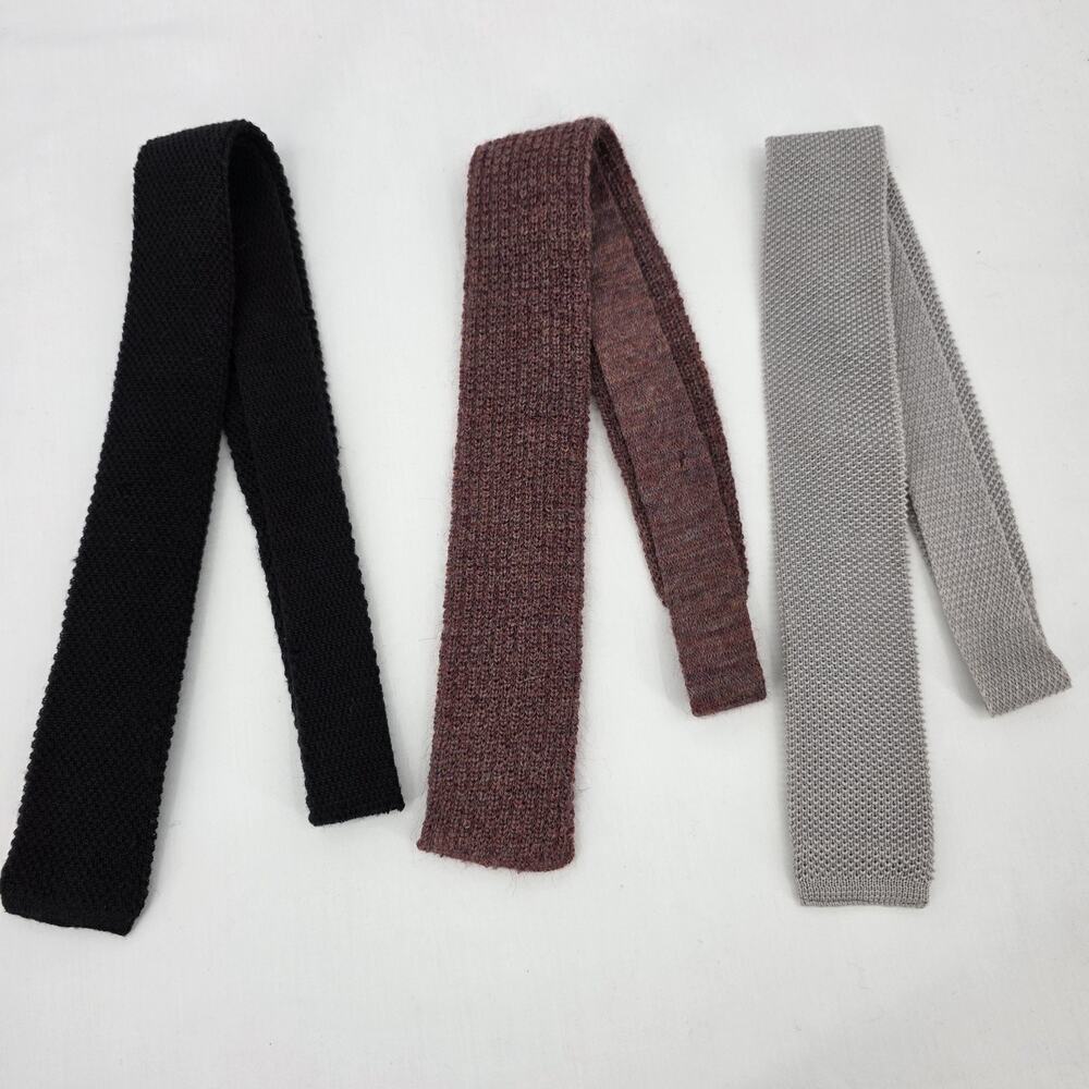 Vintage Knit Neck Ties Set of 3 Wool Mohair Knit Roosternit Boston Traders